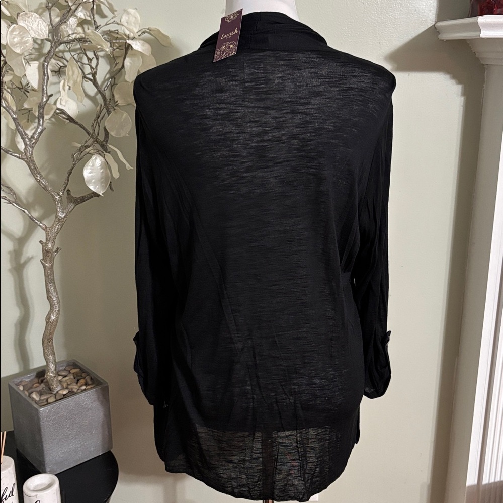 Lavish Black Gray Floral Cardigan and Top Women's - Picture 6 of 6